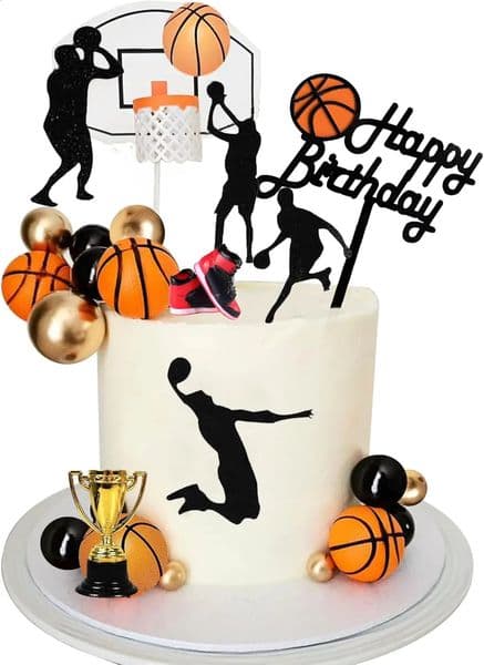 25 PCS Basketball Cake Toppers Black Gold Balls Decorations Theme Decoration for Boy Sport Party Supplies 260323