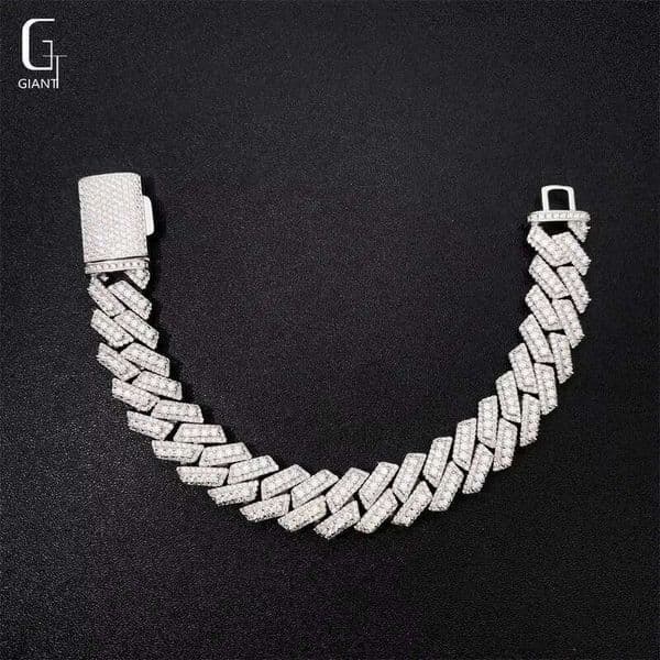 15 mm HIP HOP Jewelry 925 Sterling Silver VVS Moissanite Diamond Two Color Cuban Link Chain Necklace Bracelet Unisex