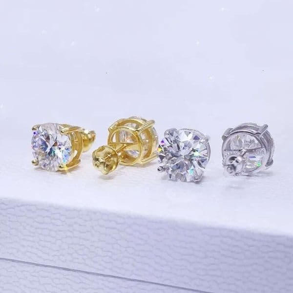Luxury Bling Hip Hop Iced Out Earring Real 1.5CT 3CT Solitaire Earrings 10K White Gold With Moissanite Diamonds