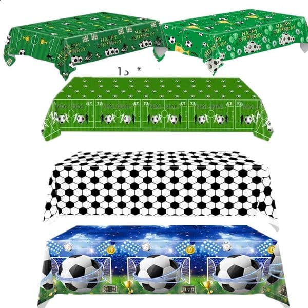 1pcs Soccer Themed Green Disposable Tablecloth Football Field Striped Boys Birthday Party Single Outdoor Event 260323BJ