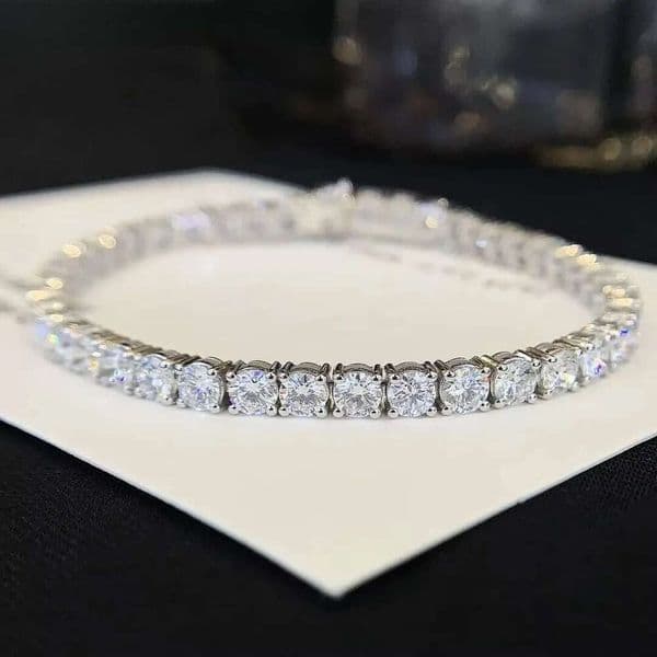 Round Brilliant Lab Grown Tennis Bracelet 14K 18K Pass Tester Elegant Diamond Bracelets Bangles