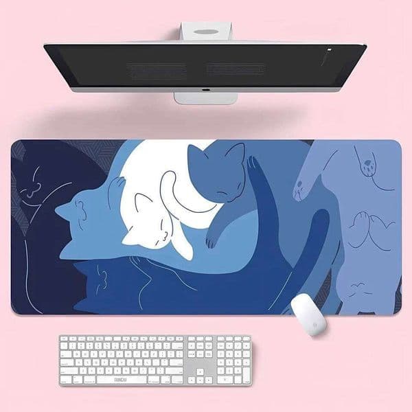 Large Pad XXL Cute Blue Cat 900x400 Kawaii Computer Desk Accessories Mouse Mat Big Mousepad Gamer Rubber Pads 26L0323