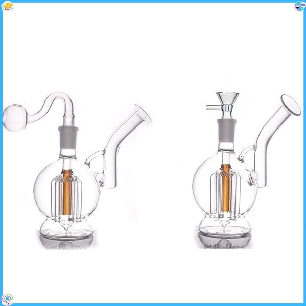 Mini 6tree 14mm Female Portable Water tobacco Pipe Glass Bong Oil Burner pipes with smoking oil banger bowl