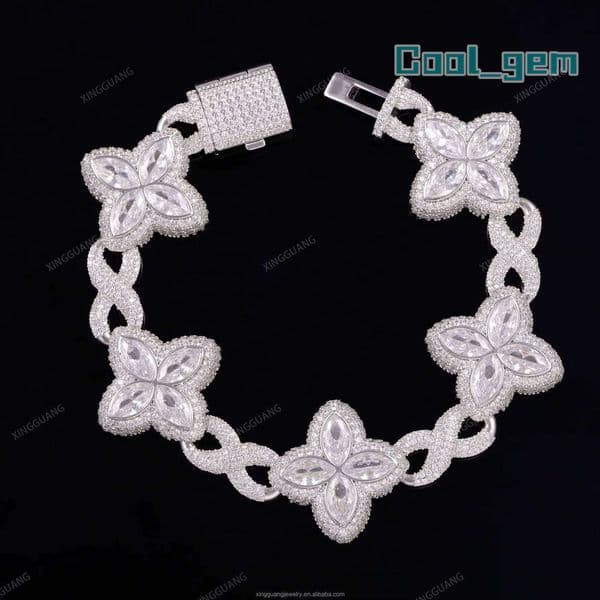 Special Design Fine Jewelry 925 Silver VVS Moissanite Cross Shape Cuban Chain Bracelet Necklace Hip Hop Style For Men Bracelet