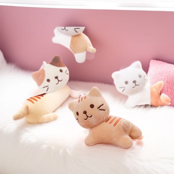 Cute Japanese Style Lying Cat Plush Pendant Adorable Kitten Doll Bag Charm Gift