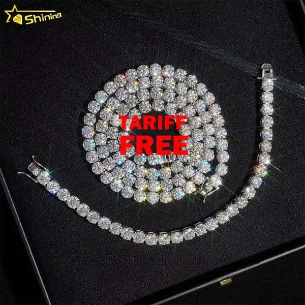 Hot Sale Ready to Ship Dropshipping VVS Moissanite Necklace S925 Gold Plated Tennis Chain Fine Jewelry Wholesale Price
