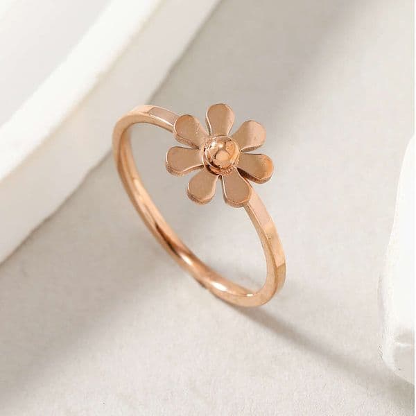 New fashion titanium niche design with small daisy flowers minimalist style index finger ring 925 Sterling Silver 18K Gold jewelry factory