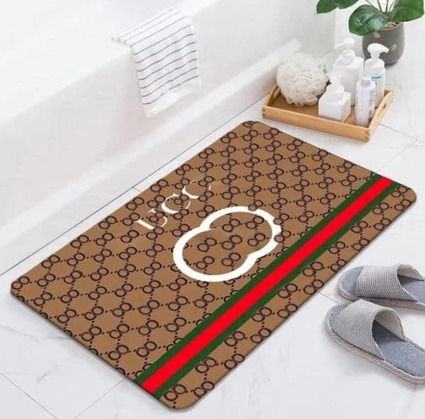high quality Fashionable trendy classic letter logo diatom luxury home floor mat absorbent and non slip bathroom Bath Mats quick drying