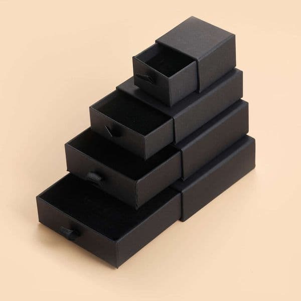 Fashion Jewelry Jewelry Kraft Paper Drawer Ring Necklace Black Pull-Out Packaging Box Dropshipping