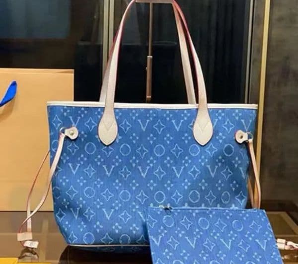 Designer bag Denim Vintage Shoulder Bags Women Tote Bags Handbag travel bag Old Flower Underarm Bag Print Purse Backpack Gold Hardware Pouch Blue bag pochette