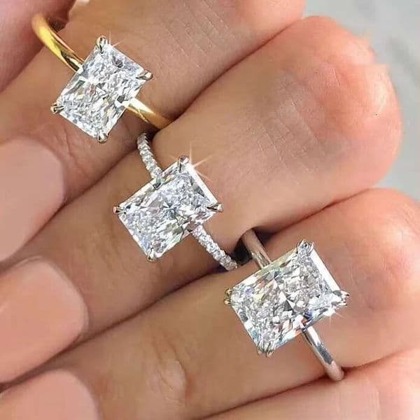Wholesale Vvs Moissanite Engagement Women 925 Silver 10K 14K 18K Gold Plated Emerald Radiant Oval Cut Diamond Rings