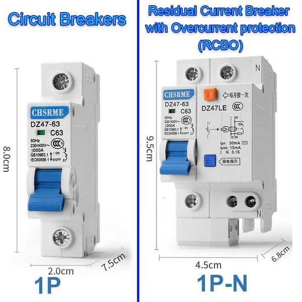 RCBO Air Switch Current Leakage Breaker 230/400V 50HZ/60HZ Circuit breaker 110V-400V Universel MCB 1P 1P-N 2P 2P-N 3P 10A -63A X260323