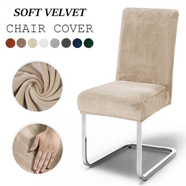 Soft Velvet Chair Covers Thick Solid Color Seat Cover Stretch Dining Room Slipcover Office Banquet Restaurant 1PC 260323BJ