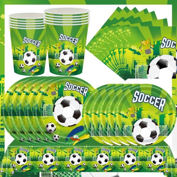 Soccer Football World Birthday Party Decorations Tableware Set Cup Plate Napkin Gift Toys Bracelet Goodie Bag Baby Shower 260323