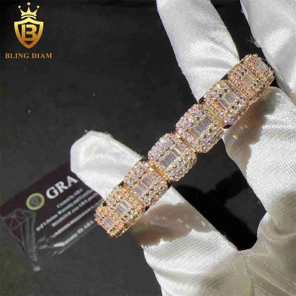 D Color VVS Sterling Silver 925 9MM Lab Grown Diamond Moissanite Cuban Link Bracelet