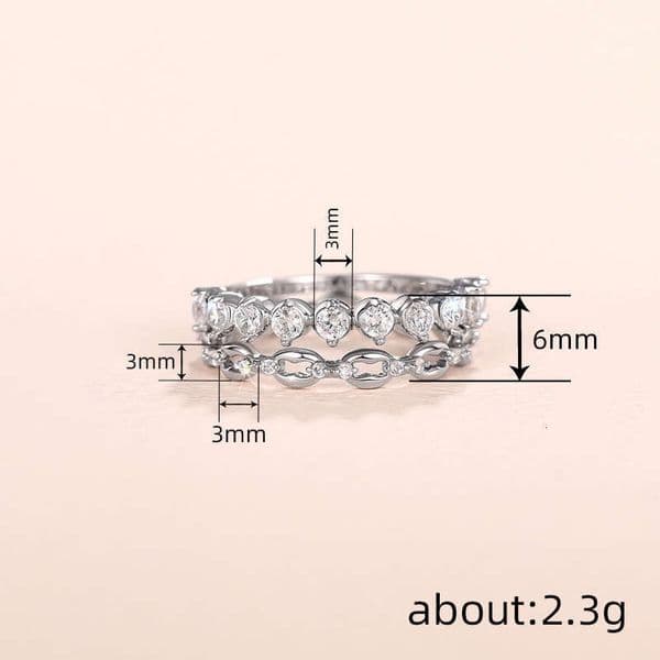 Simple Moissanite Ring Two-Piece Set Fashionable Daily Accessory Popular Bestseller in Jewelry E-commerce