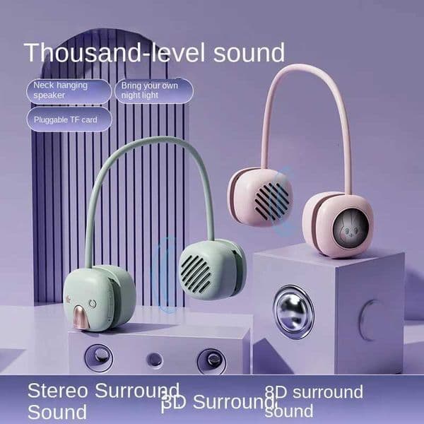Neck hanging wireless bluetooth speaker with light usb mini portable neck hanging subwoofer outdoor sports retro audio X260323