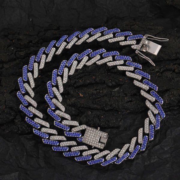 Jewelry Full Diamond Necklace 13mm Rhombus Alloy Men's Cuban Chain Rap Accessories Hip Hop Jewelry