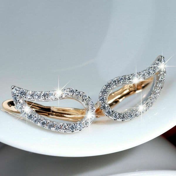 light luxury high-end full-diamond leaf-shaped earrings fashionable and studs niche 2026 new trendy ear cuffs