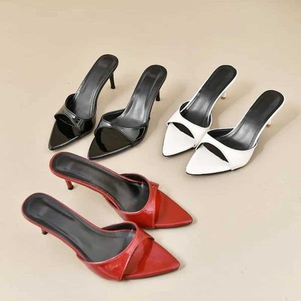 Summer Women High Heels Sexy Pointed Stiletto Heels Slippers Fashion Patent Leather High-heeled Slippers for Women Mules Slides Z260323