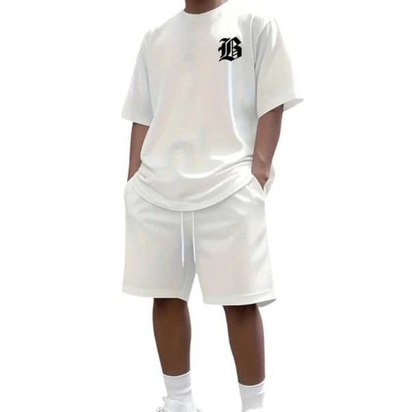 Men Casual Black TShirt Shorts Set Bold B 3D Print Tracksuit Summer Streetwear Men Sportwear Outdoor Shorts Sve Set 2 Piece J260323