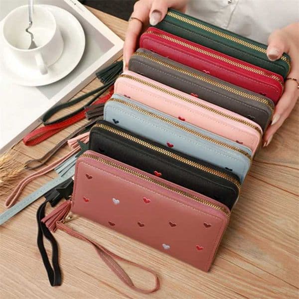 Womens Long Wallet Fashionable Soft Leather Bag with Multi Card Slots Large Capacity Zipper Handle Bags Zero Wallet Mobile Bags H260323