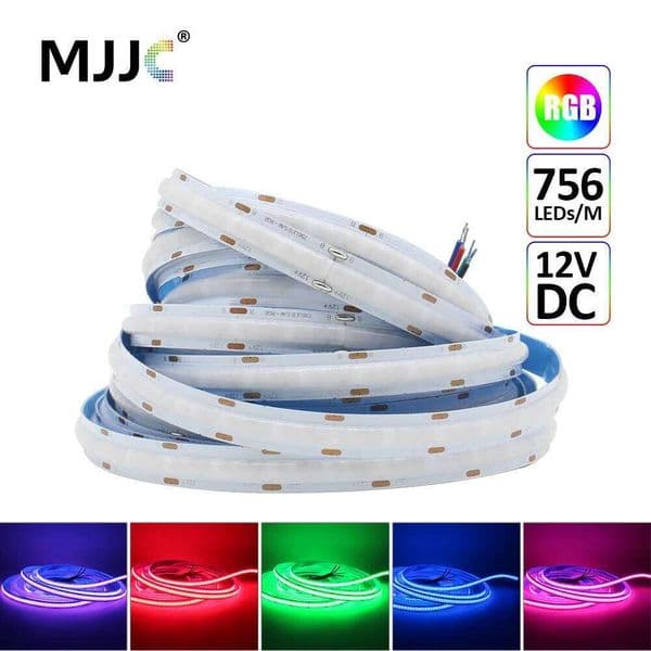 COB RGB LED Strips 12V DC 756LEDs 1M 2M 3M 4M 5M High Density Flexible FOB Tape Ribbon Lights for Room Decoration Lighting Lamp 26L0323