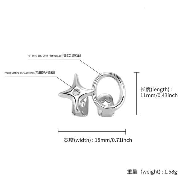 O-shaped hollow star gold smooth single Moissanite brace popular personalized tooth brace wholesale