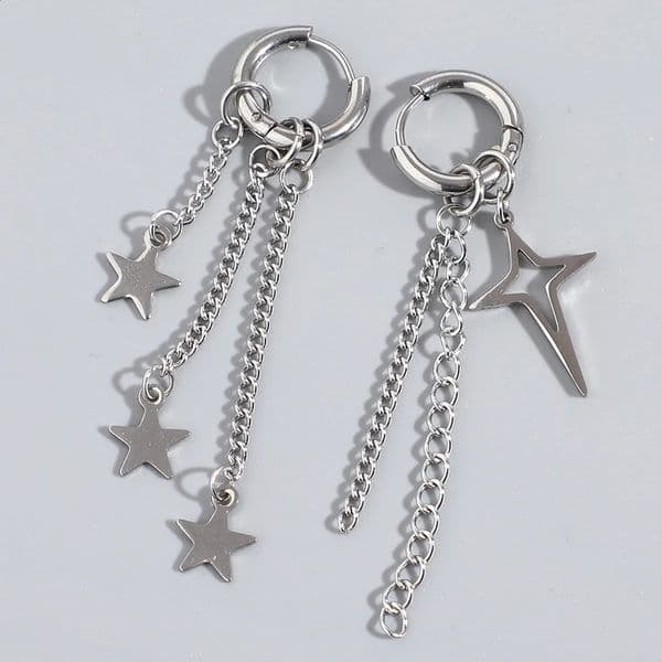 2PC Mens and Womens Fashion Trend Multi layered Tassel Star Earrings Travel Carnival Banquet Party Holiday Dressing Gifts 260323