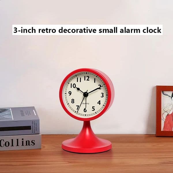 Nordic Metal Round Alarm Clock Vintage Creative Silent Table Student Bedside Nightlight Room Decor Home 260323