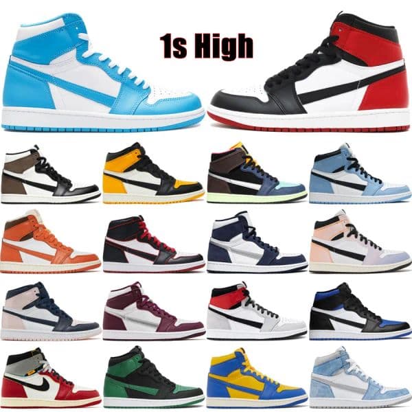1s Basketball Shoes Designer High Sneakers J1 Running Black Gold Mocha Chicago UNC True Blue Bred Smoke Grey Walking Outdoor Mens Womens Trainers Sports Shoes