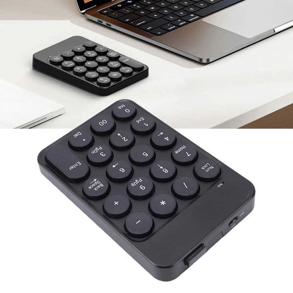 Mini Numeric Keypad with Round Keycaps 24G Wireless BT Portable Financial Accounting Numpad Number Keyboard for PC Laptop H260323