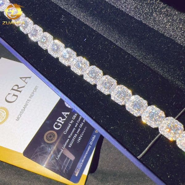 GRA Certified 10mm VVS Moissanite Diamond Hip Hop Jewelry Iced Out 925 Sterling Silver Fashion Bracelet