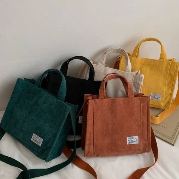 Bestseller Women Corduroy Zipper Shoulder Small Cotton Canvas Handbag Casual Tote Female Eco Crossbody Bag Vintage Messenger Bags ddmybear