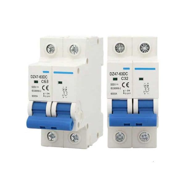 2P DC 500V 1000V Solar Mini Circuit Breaker 3A 6A 10A 16A 20A 25A 32A 40A 50A 63A DC MCB for PV System X260323