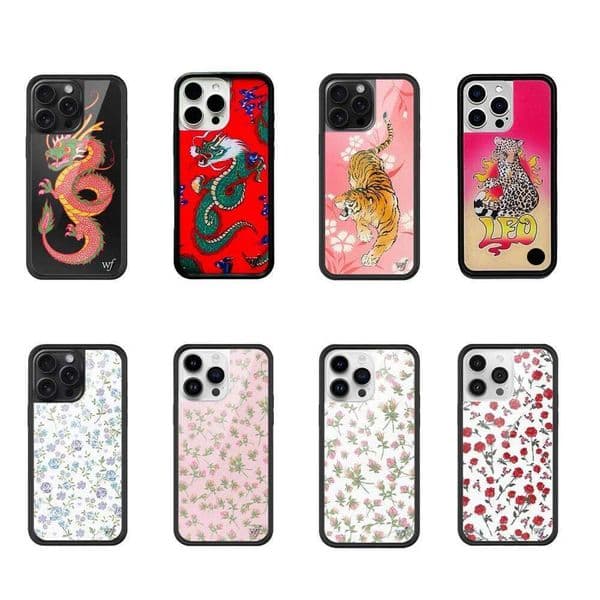 New Wildflower animal Phone Case for iPhone 12 13 14 16 17 Max Plus Tiger INS Cartoon Cover Rose Flowers 15 Pro Funda 26H0323