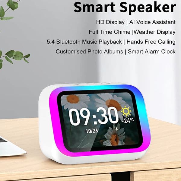 Smart Alarm Clock Bluetooth Speaker Weather Display Night Light Music Stories Player Po Frame Perfect Gift APP 260323