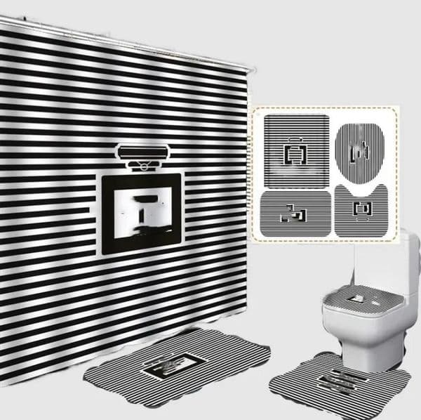 Designer Simple Shower Curtain h Set Bathroom Bathing Screen Antislip Toilet Lid Cover Carpet Rugs Kitchen Home Decor Free Shipping