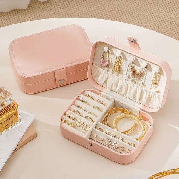 Portable Organizer Display Travel Jewelry Case Boxes Button Leather Storage Zipper Ring Box 26Y0323