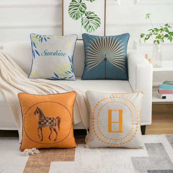 Fabric Orange Light Luxury Pillowcase Without Core Square Nordic Style Sofa Cushion Living Room Pillow home decor Y260520