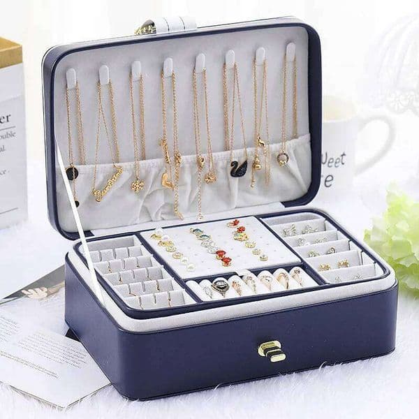 Double Layer Organizer Large Capacity PU Leather Storage Ring Box Earrings studs Display Jewelry Packaging 26Y0323