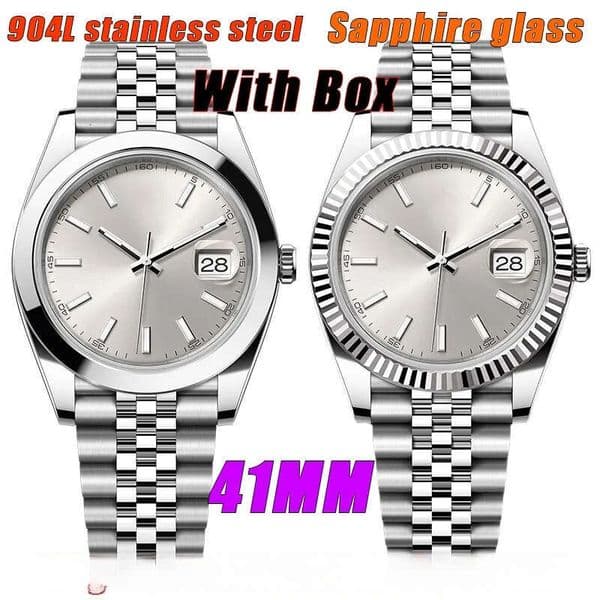 Luxury Mens Automatic Mechanical date just High quality Designer Sapphire glass Stainless steel watch 41MM Luminous waterproof Fashion watches