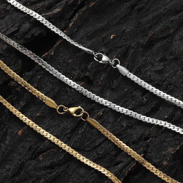 NK encrypted Jewelry Hip Hop jewelry accessory chain vacuum electroplated 925 Sterling Silver 18K Gold chain 3mm
