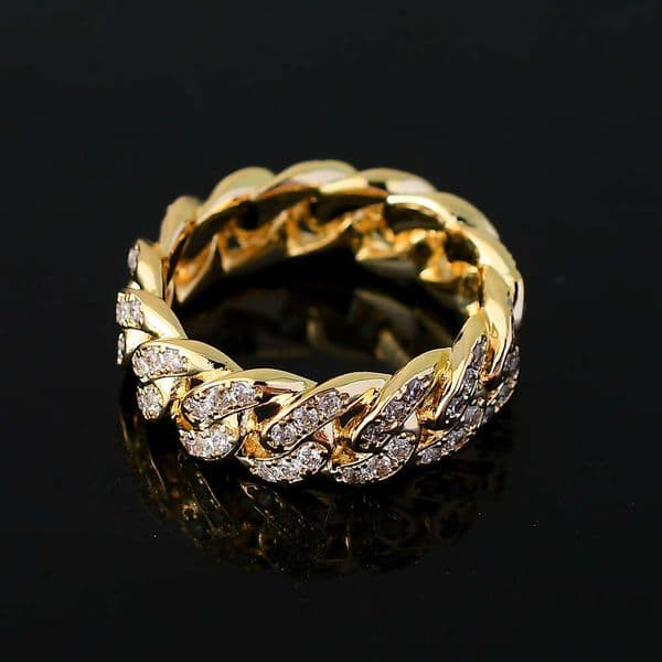 Cuban 8mm Jewelry Hip Hop Silver Micro-Inlaid Moissanite Personality Unisex Hot-Selling Classic Versatile Ring