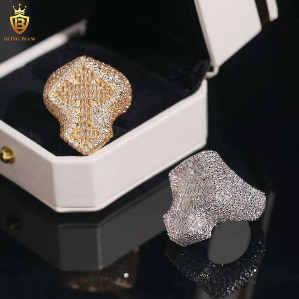 Hot Sale 925 Sterling Silver Cross Iced Out Moissanite HipHop Style Jewelry Ring Baguette Pass Diamond Test