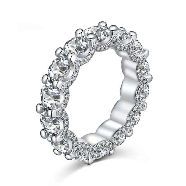 High Quality Round Diamond Moissanite Eternity Engagement Wedding Ring 14k White Gold Rings Jewelry Women