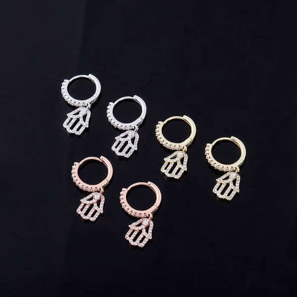 Jewelry INS Hot-Selling Symbol Full Diamond Hip Hop Simple 18K Gold Plated Women's Earrings