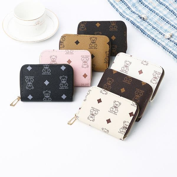 Hot Selling New Accordion Card Holder Multi-Card Slot Card Clip Large Capacity ID Driver's License Card Case Female Cartoon Bear Coin Purse 359