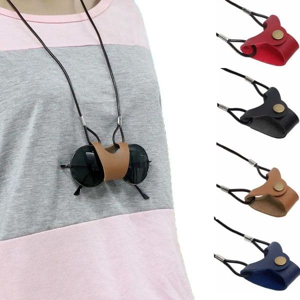 PU Leather Glasses Bag Eyewear Cases Glasses Protection Cover Eyewear Hanging Neck Strap Glasses Storage Lanyard Holder Straps 260323