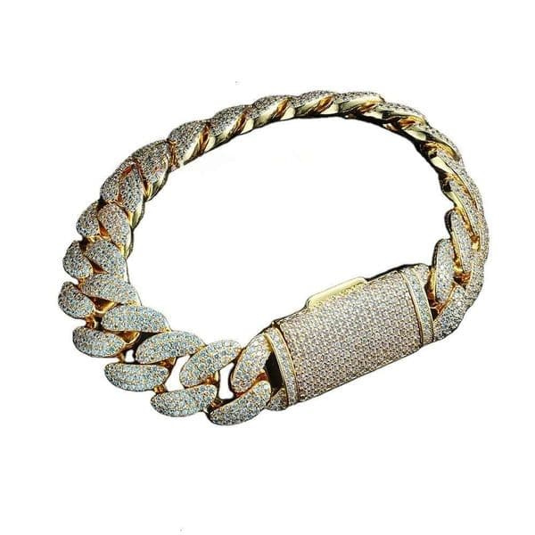 Custom Moissanite Bracelets Bangles Iced Out 18k Gold Plated Cuban Link Chain Bracelet Men